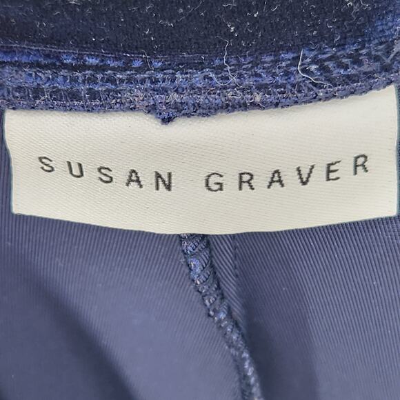 Susan Graver Navy Velour Pull on Pant Plus Tapered Leg Women's Slacks 1X - Picture 2 of 8